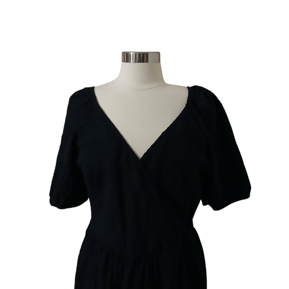 LOFT Flounce Puff Sleeve Midi Dress Size 14 - Picture 3 of 6